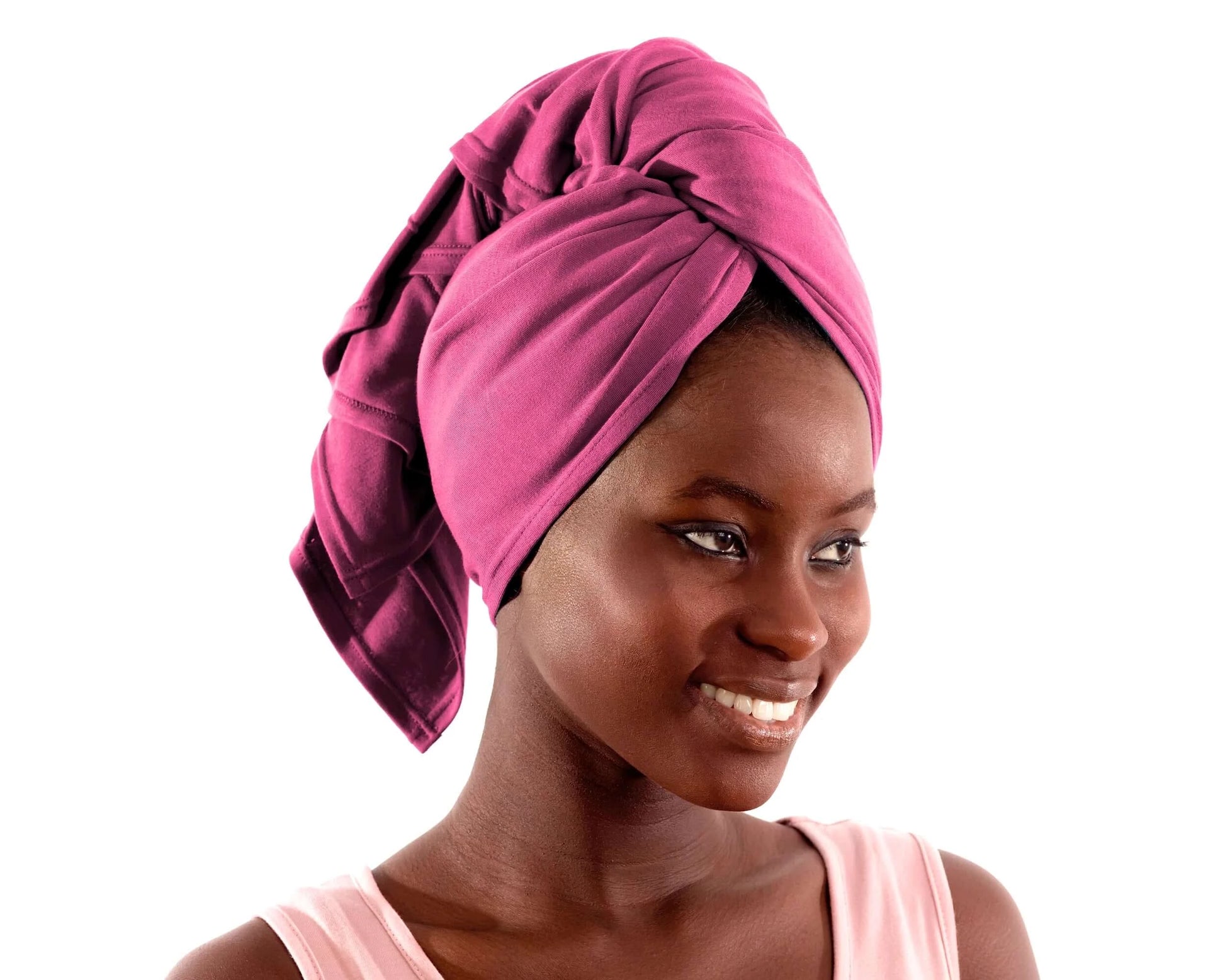 Berry Pink T-Shirt Hair Towel for Curly, Wavy, and Straight Hair - Soft, Absorbent, and Eco-Friendly