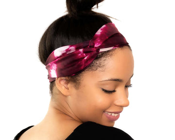 Tie Dye Berry Pink Silk Twill Turban Headband