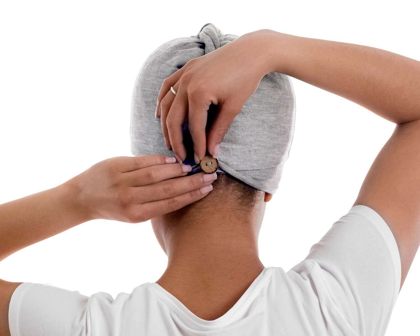 Heather Gray T-Shirt Hair Towel Hood for Curly, Wavy, and Straight Hair - Soft, Absorbent, and Eco-Friendly