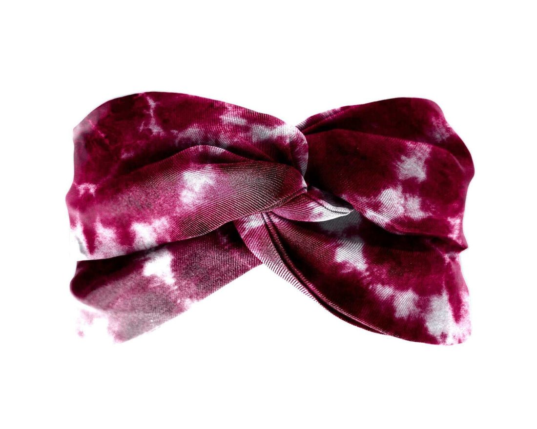 Tie Dye Berry Pink Silk Twill Turban Headband