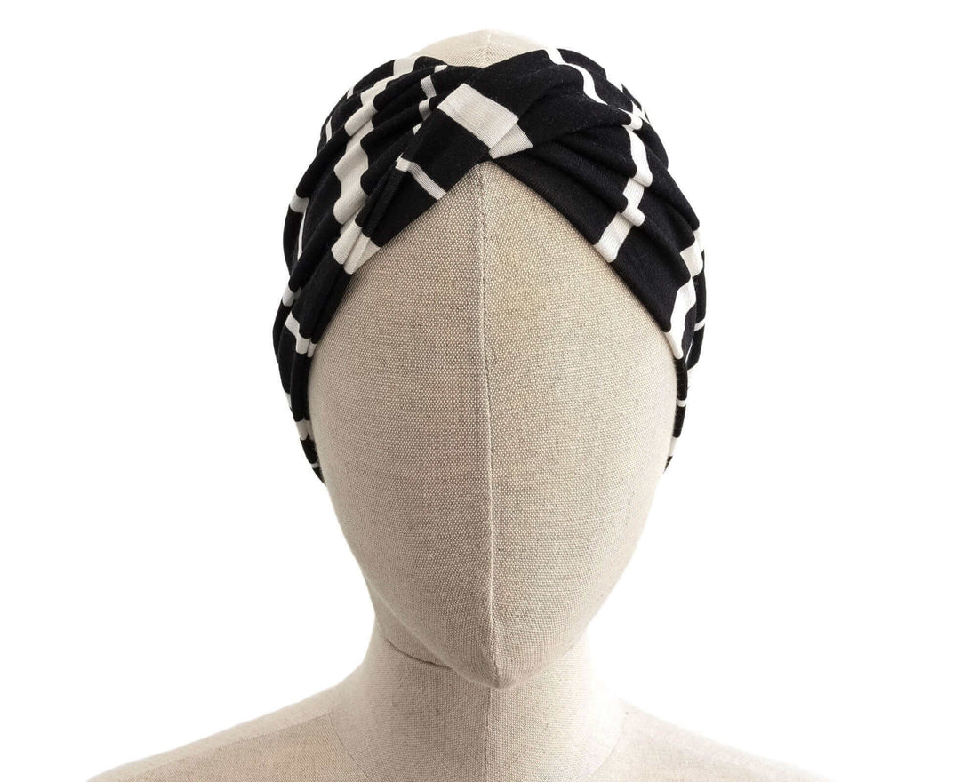 Black & White, Twist Stretch Headband, Stripe Headband, Viscose Fabric (wood pulp) Mix