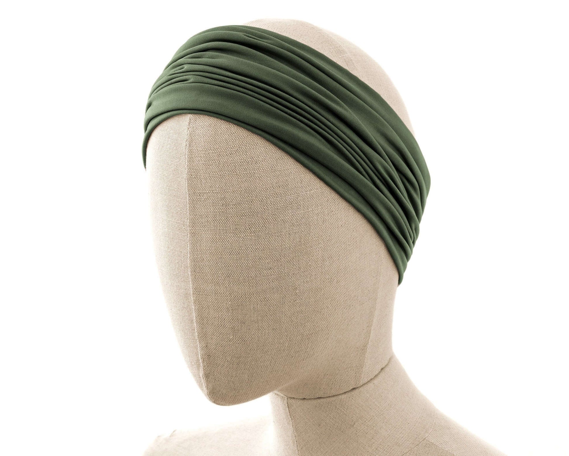 Khaki Green, Boho Headband, Multipurpose, Extra Wide
