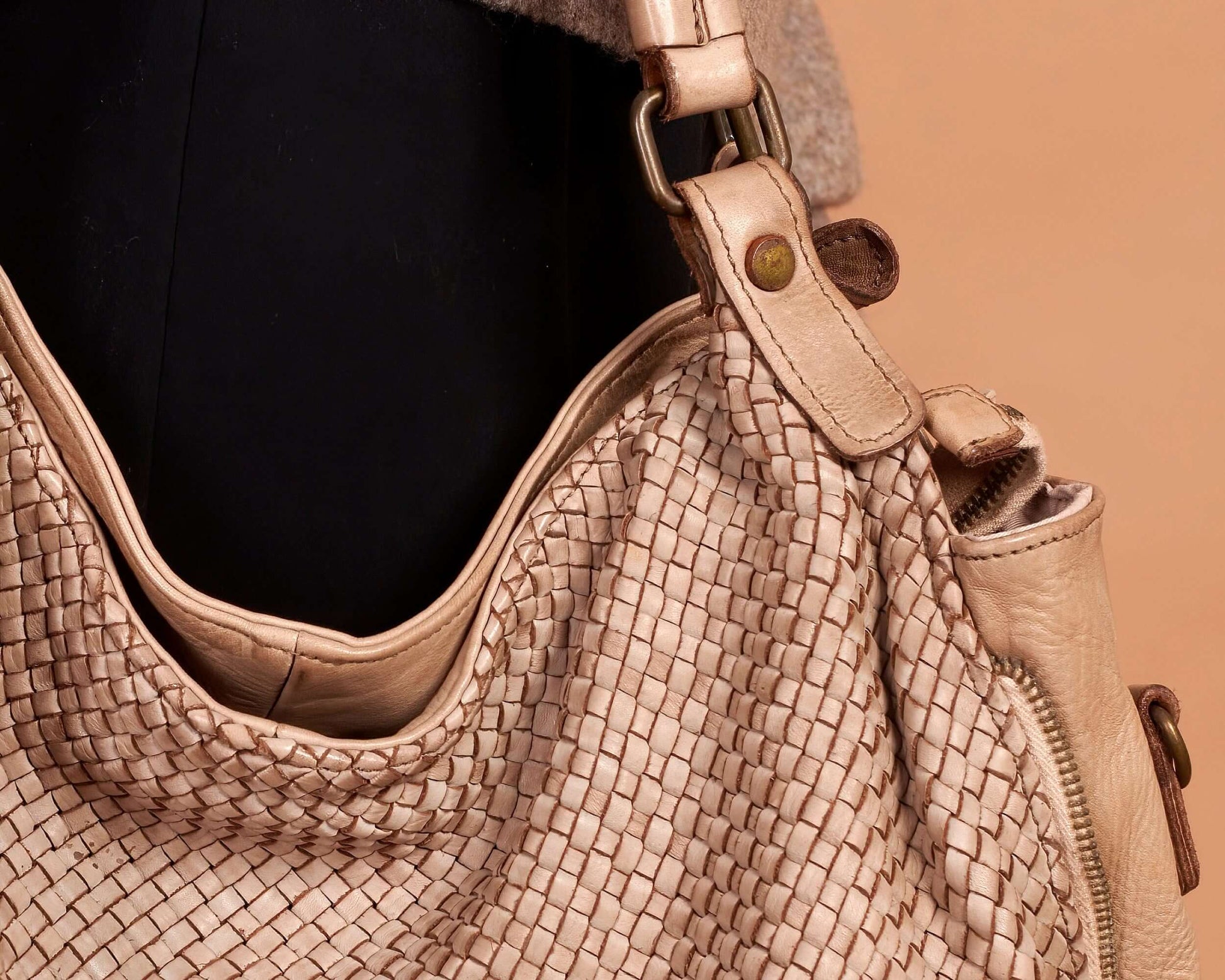 Beige Leather Bag, Hand Woven, Made In Italy, Genuine Leather, Hobo Bag, Crossbody Bag, Beige Leather Bag, Shoulder Bag
