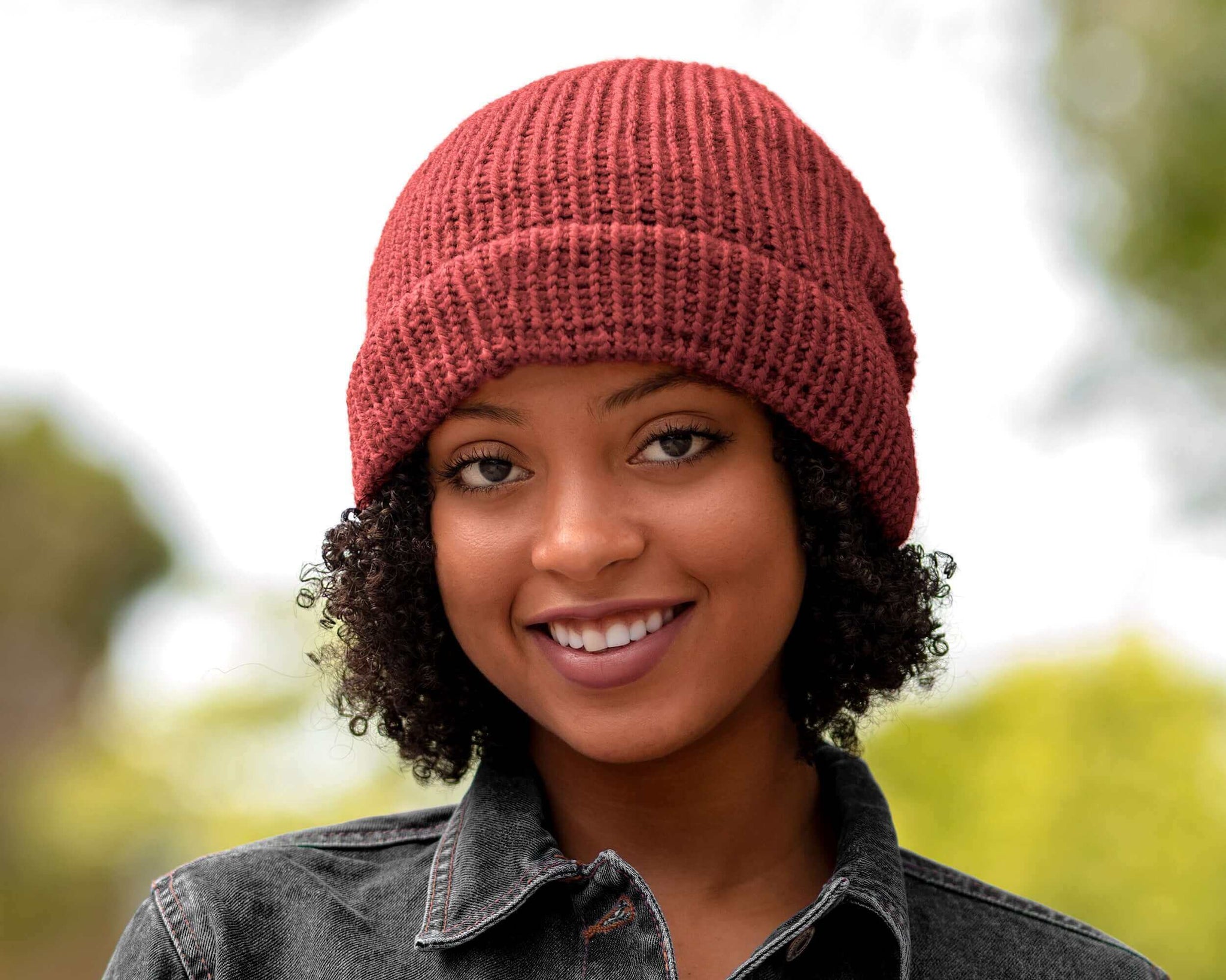 Satin Lined Knit Beanie Coral