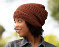 Satin Lined Knit Beanie Orange Rust