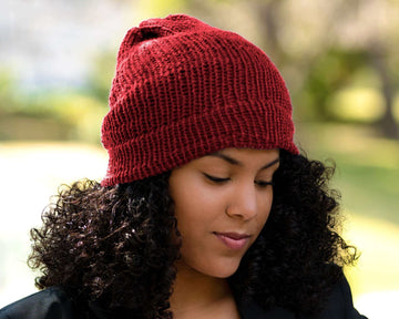 Satin Lined Knit Beanie Tomato Red