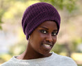 Satin Lined Knit Beanie Purple