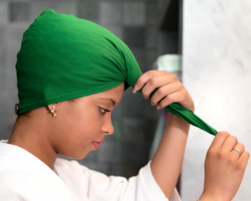 Emerald Green T-Shirt Hair Towel Hood for Curly, Wavy, and Straight Hair - Soft, Absorbent, and Eco-Friendly