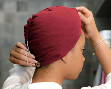 Red Burgundy T-Shirt Hair Towel Hood for Curly, Wavy, and Straight Hair - Soft, Absorbent, and Eco-Friendly