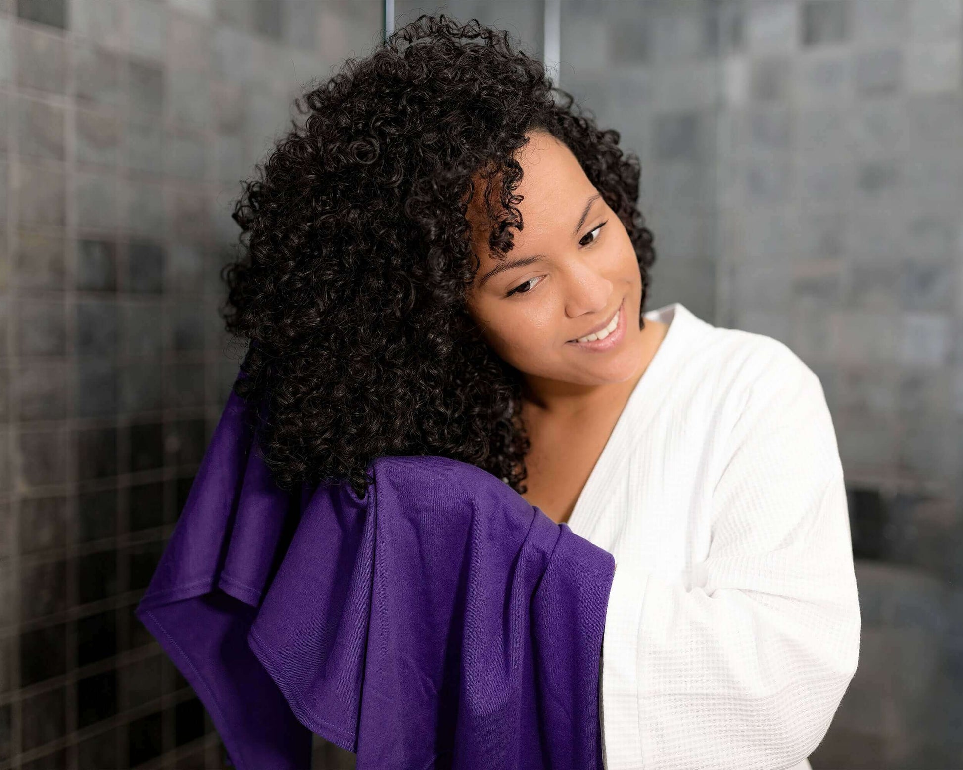 Plum Purple T-Shirt Hair Towel for Curly, Wavy, and Straight Hair - Soft, Absorbent, and Eco-Friendly