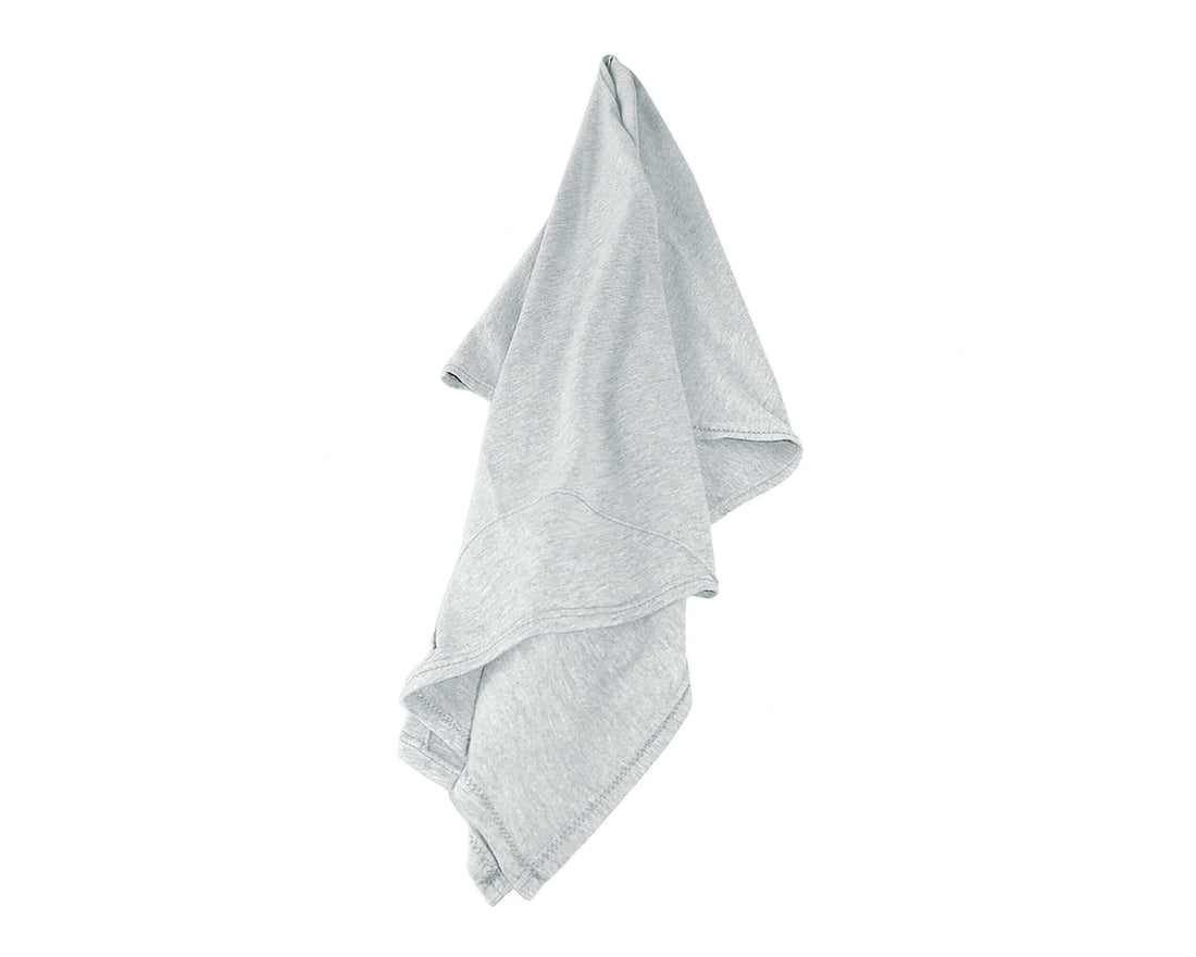 woman wearing a T-Shirt Hair Towel for Curly, Wavy, and Straight Hair - Soft, Absorbent, and Eco-Friendly in Heather Gray