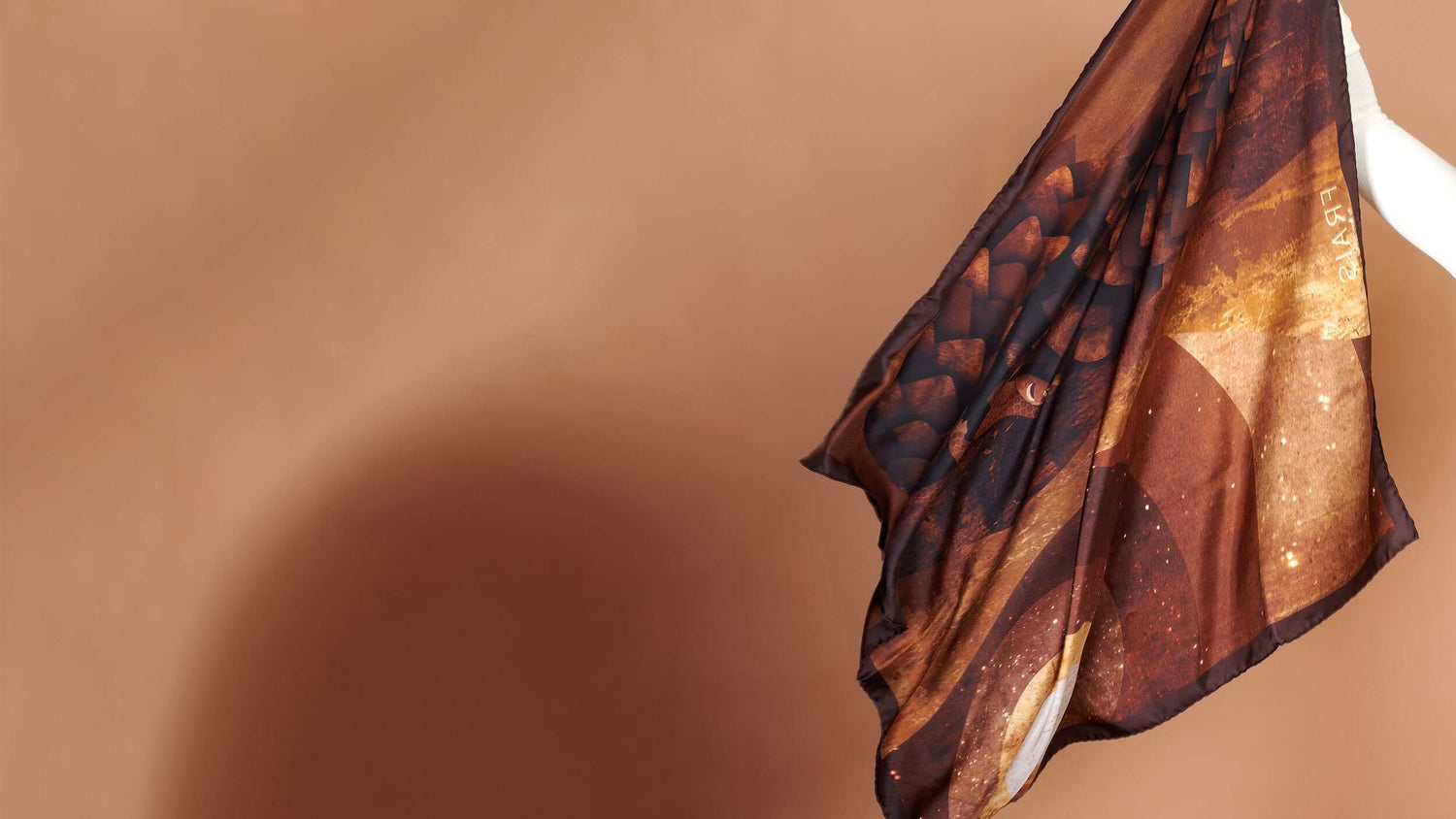Silk Twill Scarf, Pangolin and Pangopup Print, Brown, Beige, Taupe Hues, Original Design, Made In Italy, Hand Rolled