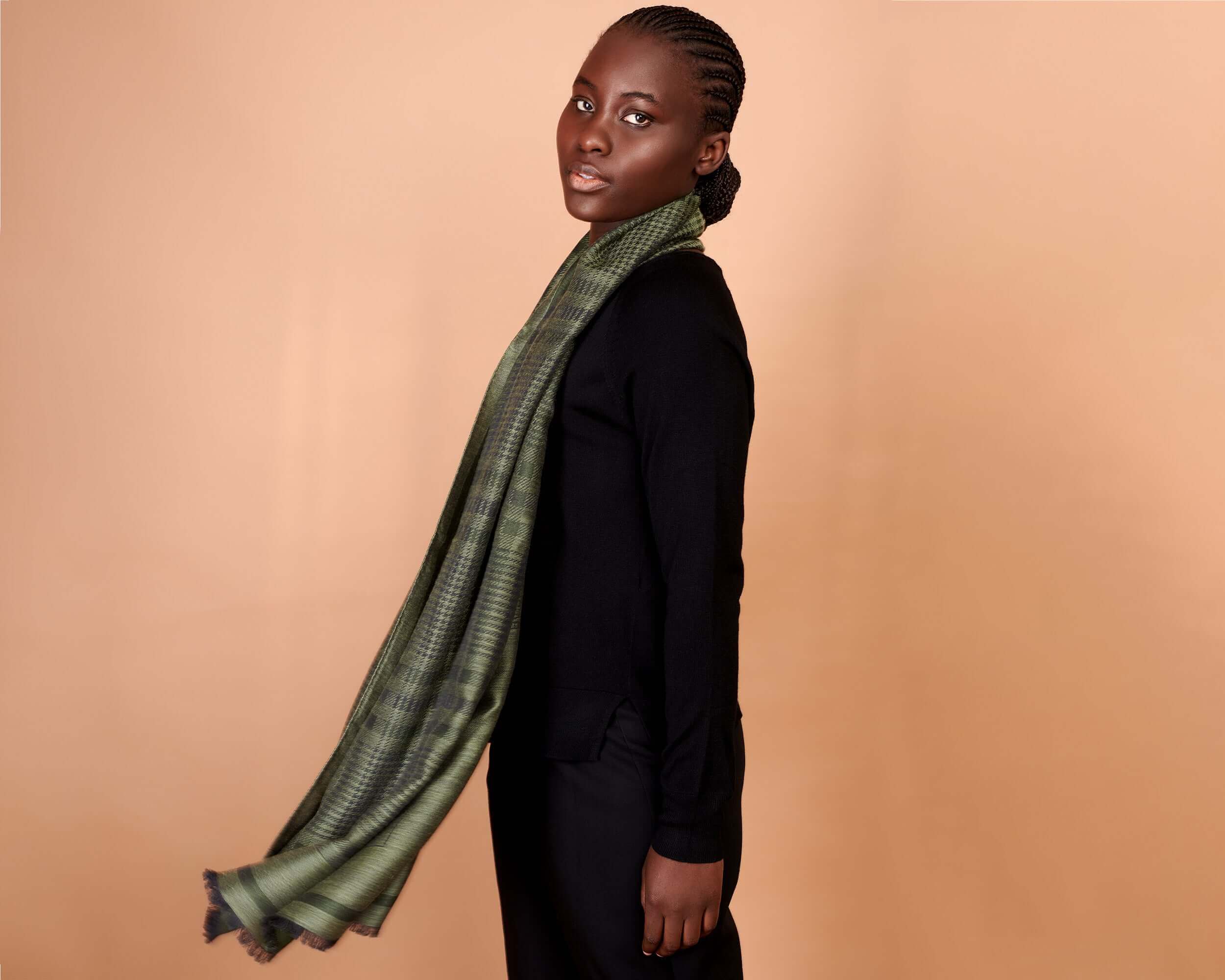 Olive cashmere online scarf