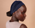 Navy Blue Boho Head Wrap Wide Hair Wrap