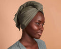 Khaki Olive T-Shirt Hair Towel for Curly, Wavy, and Straight Hair - Soft, Absorbent, and Eco-Friendly