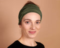 Khaki Olive Boho Head Wrap Wide Hair Wrap