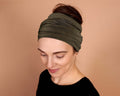 Boho Head Wrap Wide Hair Wrap Dark Khaki