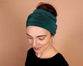 Boho Head Wrap Wide Hair Wrap - Midnight Green