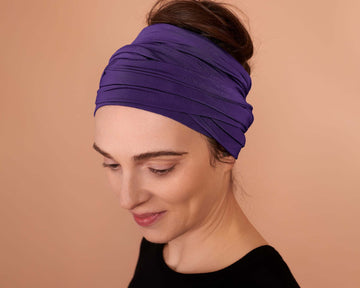 Purple Boho Head Wrap Wide Hair Wrap