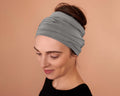 Gray Boho Head Wrap Wide Hair Wrap