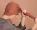 T-Shirt Hair Towel Hood for Curly, Wavy, and Straight Hair - Soft, Absorbent, and Eco-Friendly - Burnt Orange 