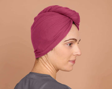 Rose Violet T-Shirt Hair Towel Hood for Curly, Wavy, and Straight Hair - Soft, Absorbent, and Eco-Friendly