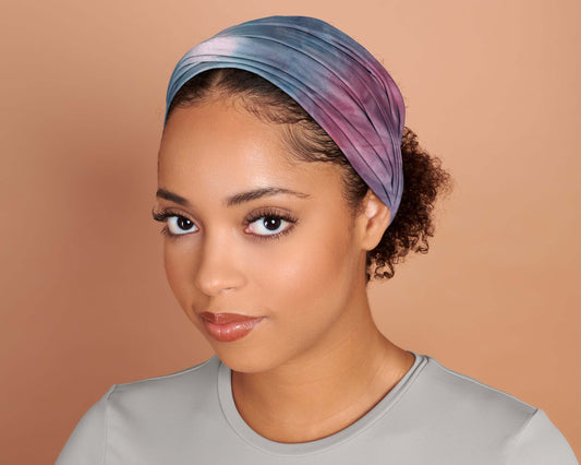 Boho Head Wrap Wide Hair Wrap Tie Dye Splatter Print 