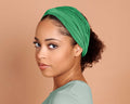 Light Emerald Green Boho Head Wrap Wide Hair Wrap