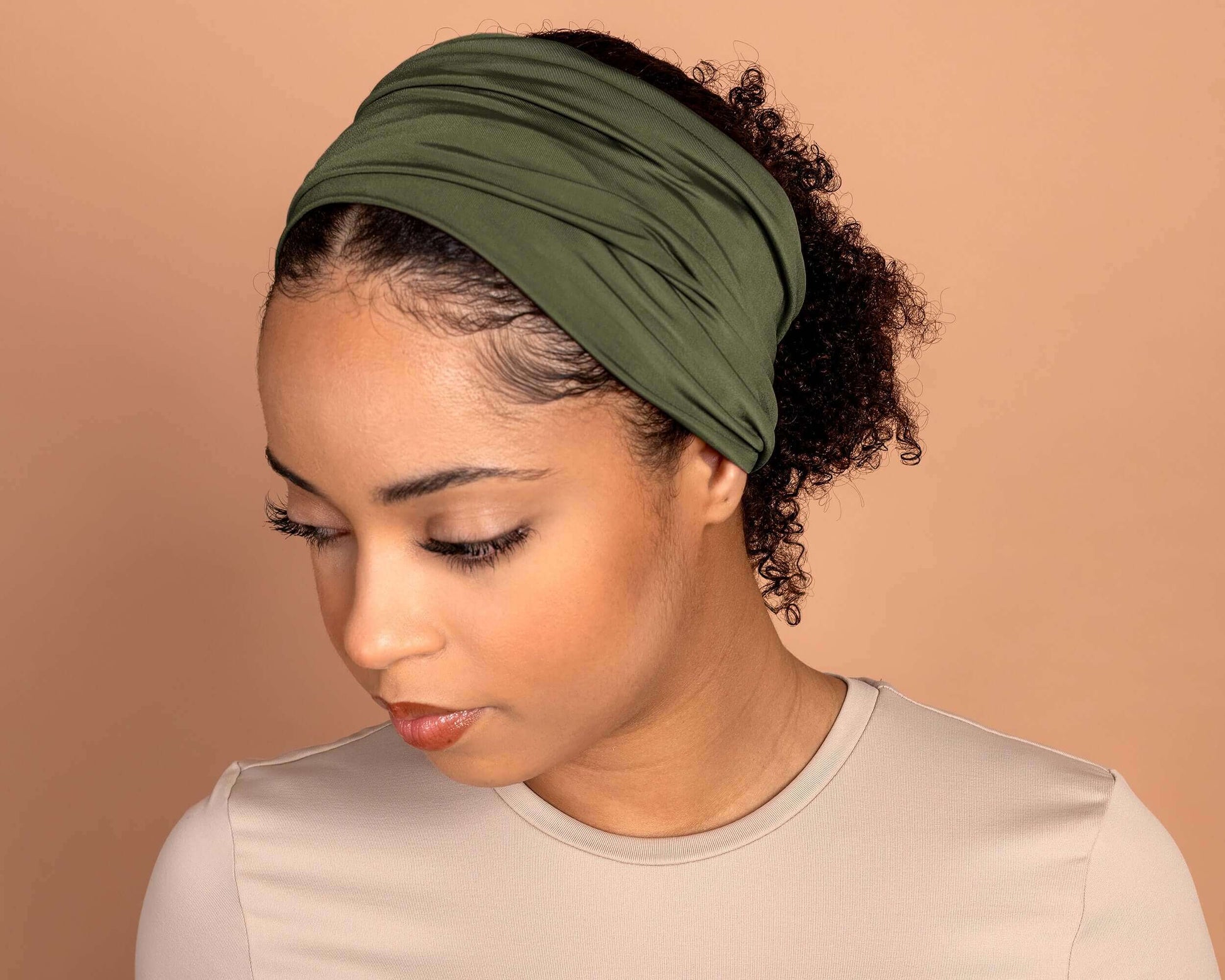 Khaki Green, Boho Headband Extra Wide