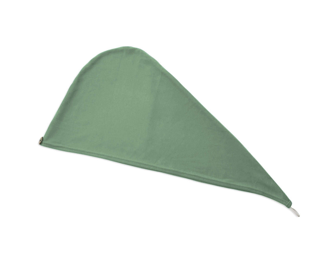 Watercress Green T-Shirt Hair Towel Hood for Curly, Wavy, and Straight Hair - Soft, Absorbent, and Eco-Friendly