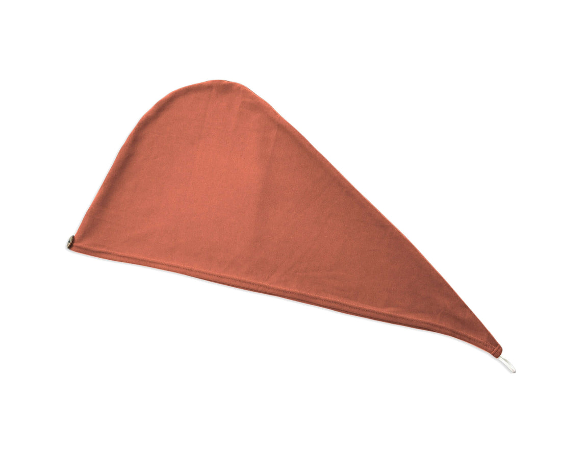 T-Shirt Hair Towel Hood for Curly, Wavy, and Straight Hair - Soft, Absorbent, and Eco-Friendly - Burnt Orange 