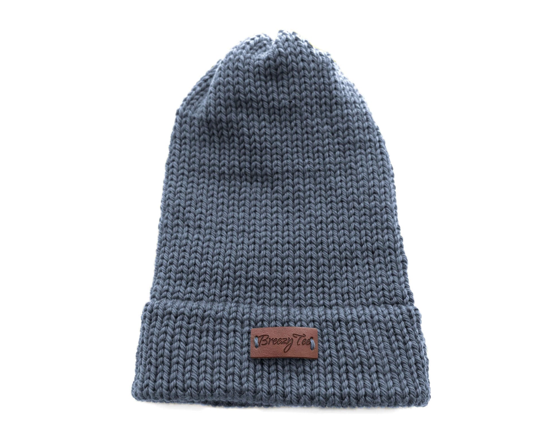 Satin Lined Knit Beanie Blue