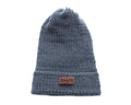 Satin Lined Knit Beanie in Denim Blue