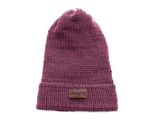 Satin Lined Knit Beanie Rose Violet