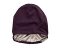 Plum Satin-Lined Beanie for Women and Men - Soft and Warm Beanie with Satin Lining to Protect Hair