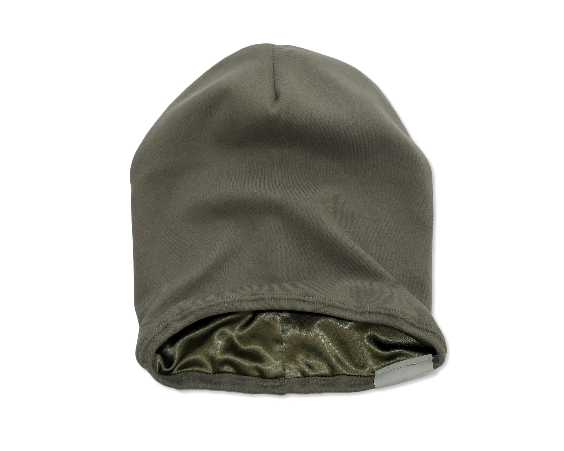 Khaki Satin-Lined Beanie for Women and Men - Soft and Warm Beanie with Satin Lining to Protect Hair