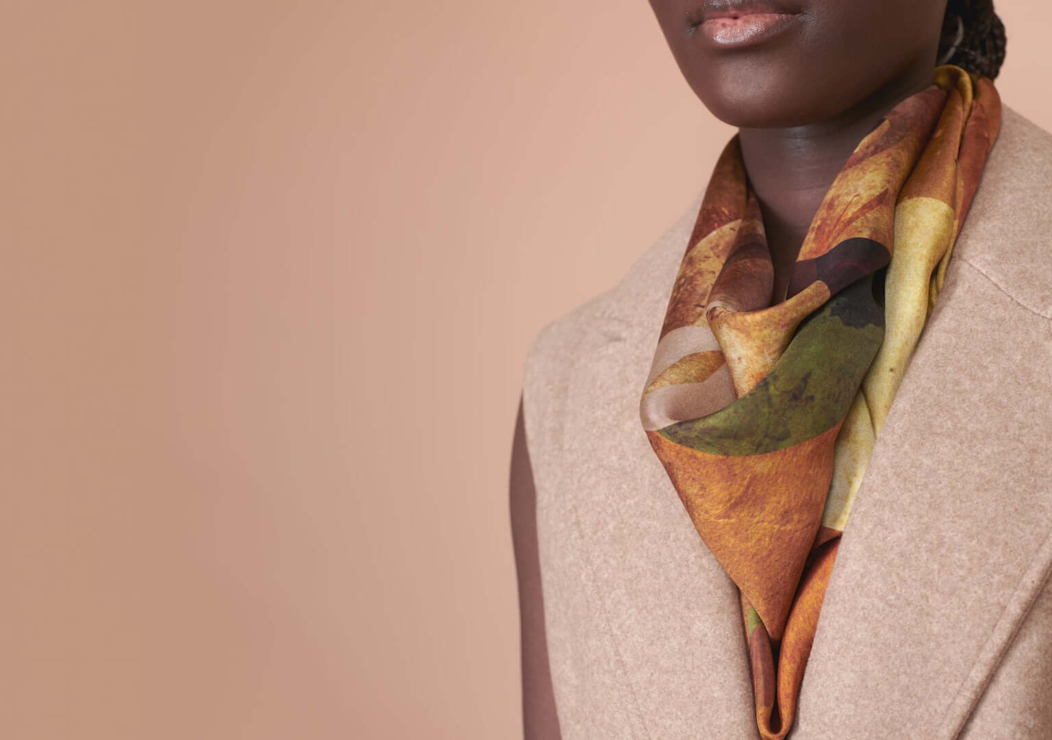 Silk Twill Scarf Elephant Rust Orange and Earth tones – Breezy Tee