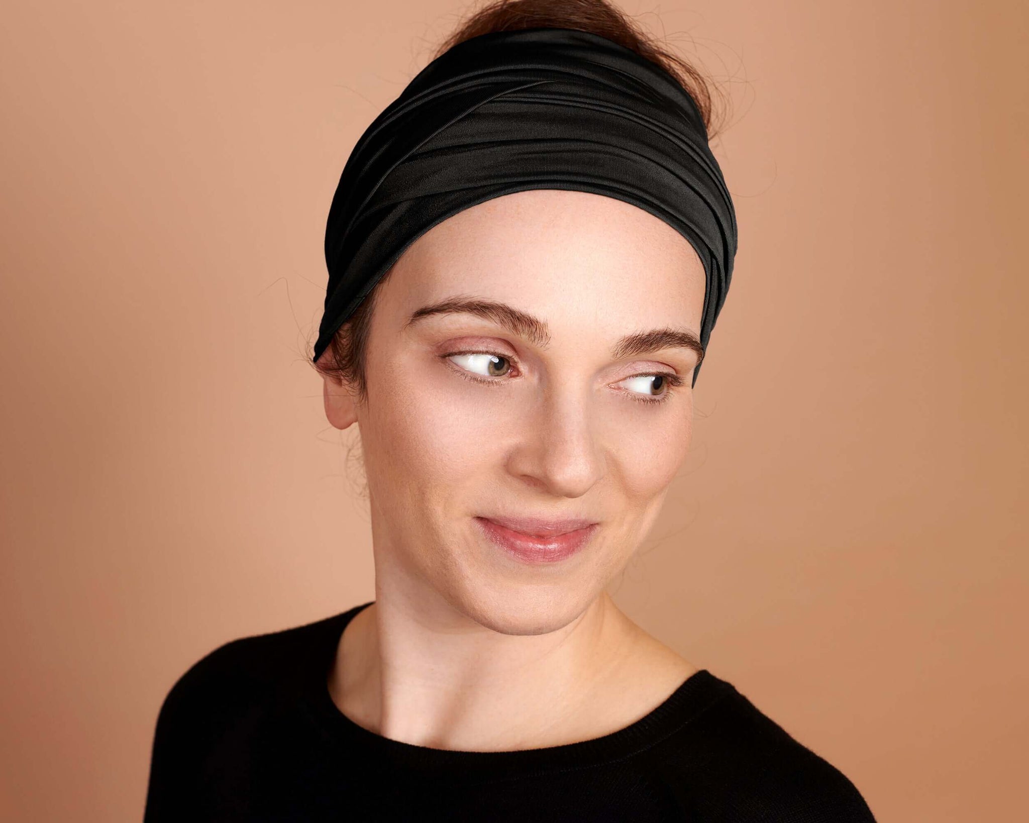 Boho Hair Wrap Headband for Women - Black Wide Headband for Curly, Wavy, and Straight Hair