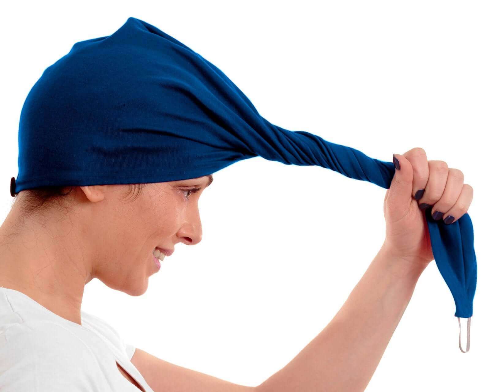 Indigo Blue T-Shirt Hair Towel Hood for Curly, Wavy, and Straight Hair - Soft, Absorbent, and Eco-Friendly