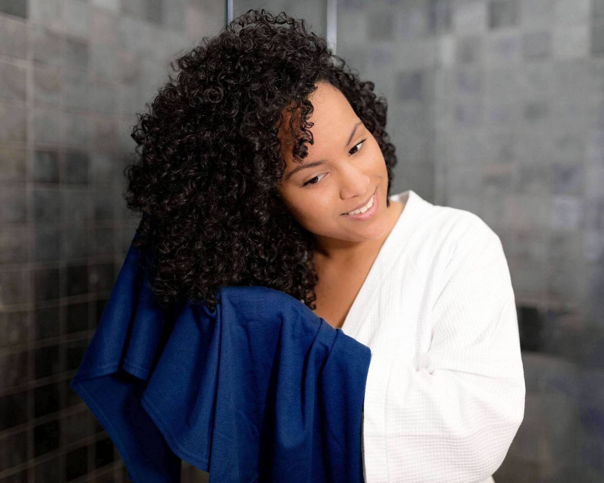 Indigo Blue T-Shirt Hair Towel for Curly, Wavy, and Straight Hair - Soft, Absorbent, and Eco-Friendly
