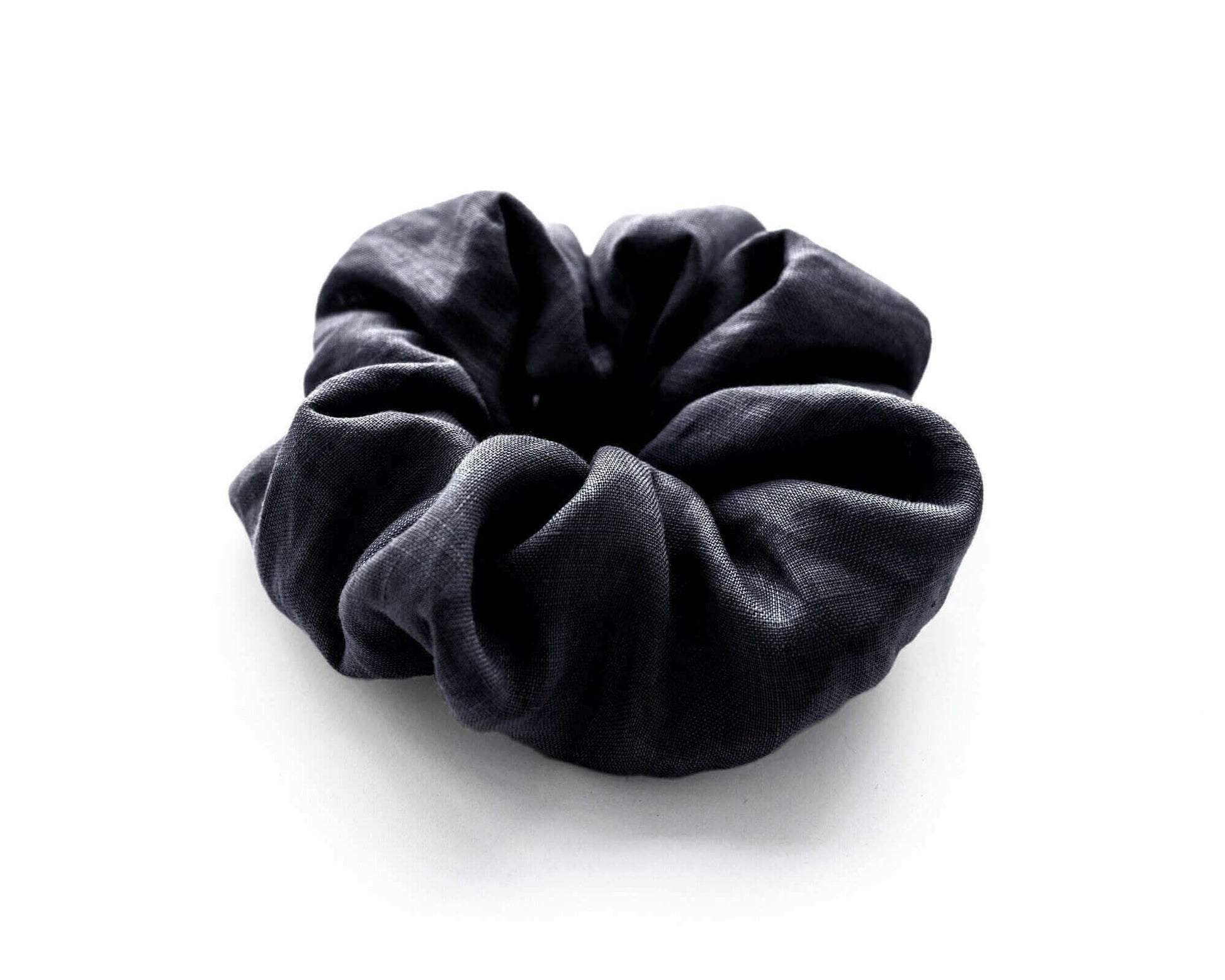 Black Linen Scrunchie Large Organic Elastic Luxury Sustainable, Eco-Friendly Fabric