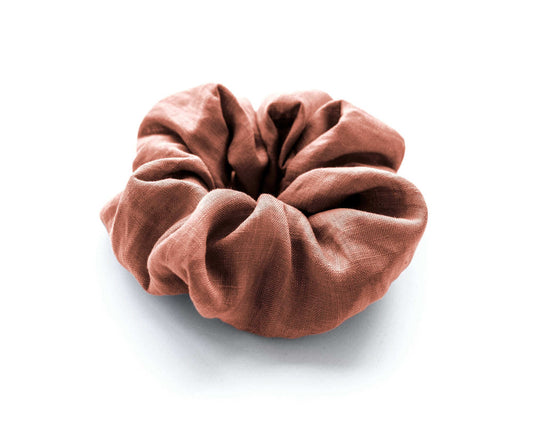 Dusty Rose Linen Scrunchie Large Organic Elastic Luxury Sustainable, Eco-Friendly Fabric