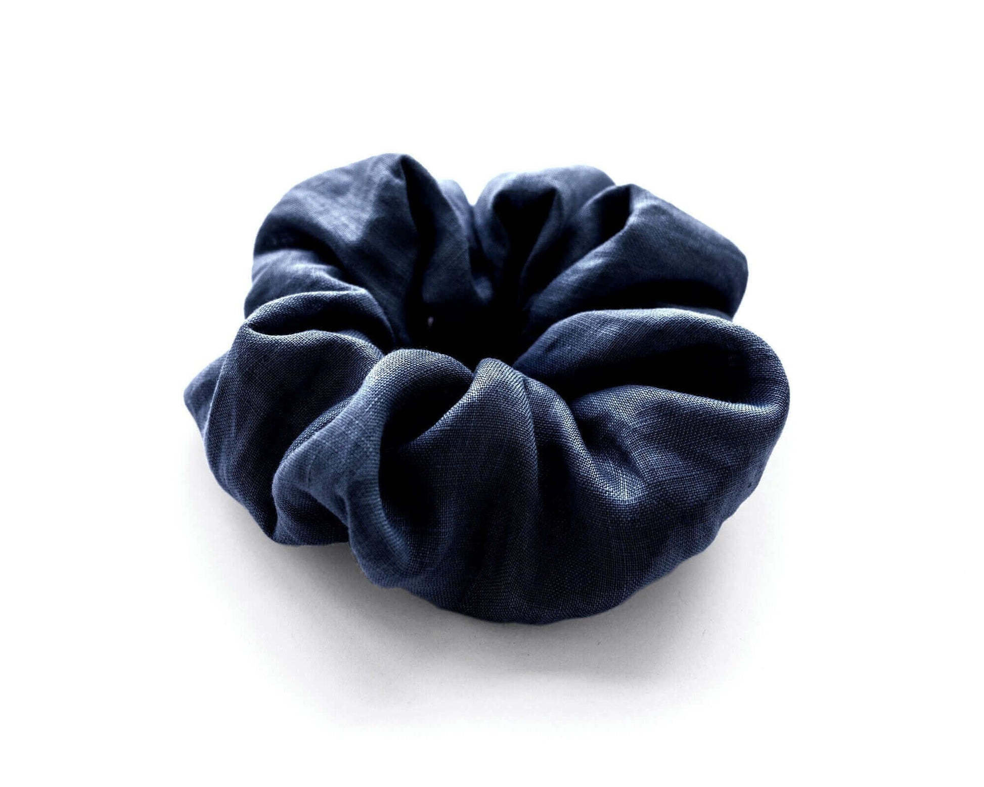 Navy Linen Scrunchie Large Organic Elastic Luxury Sustainable, Eco-Friendly Fabric
