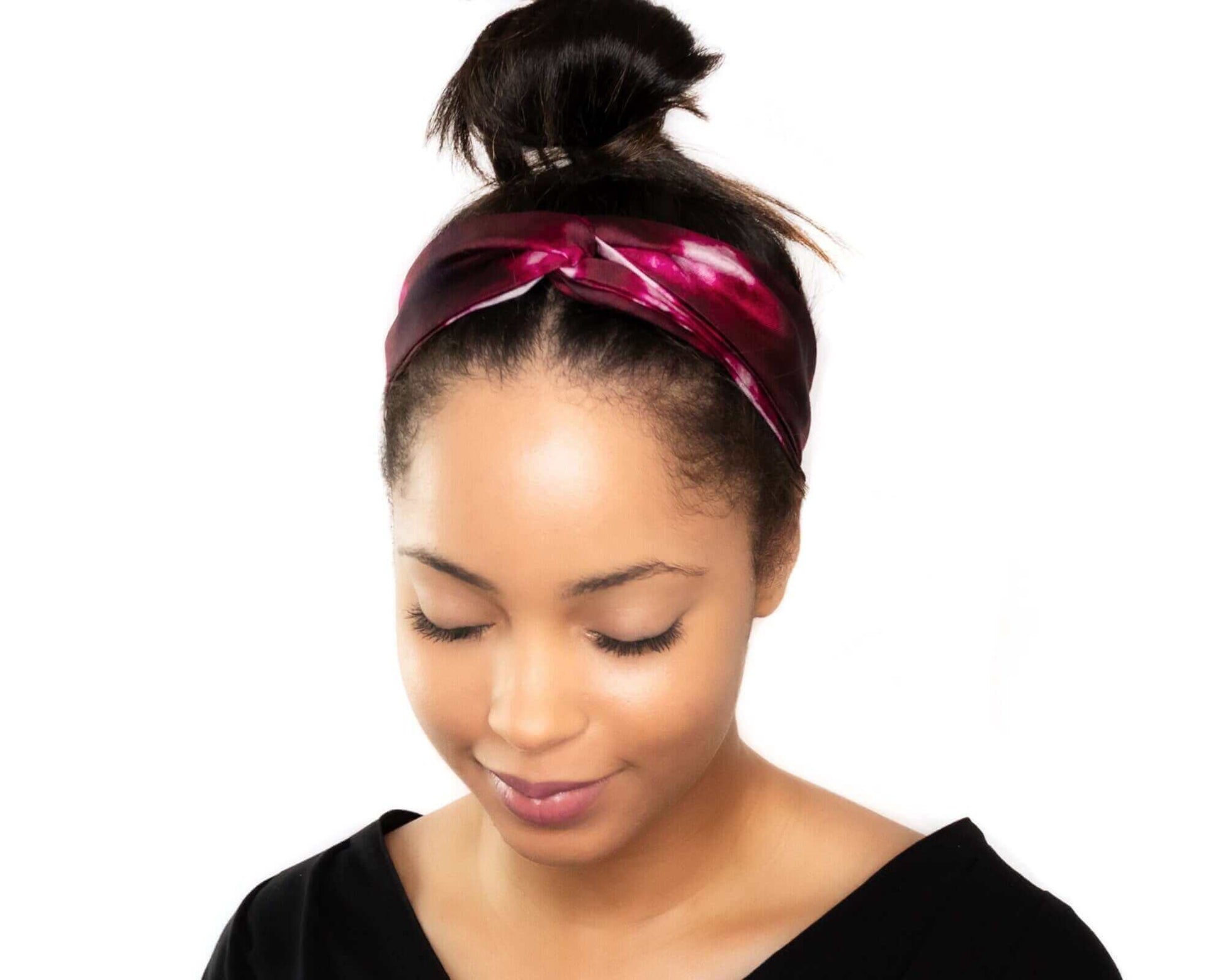 Tie Dye Berry Pink Silk Twill Turban Headband, Tie Dye, Silk Twill, Turban Headband, Magenta, 100% Silk, Sustainable Luxury, Twist Headband, Eco-Friendly Fabric