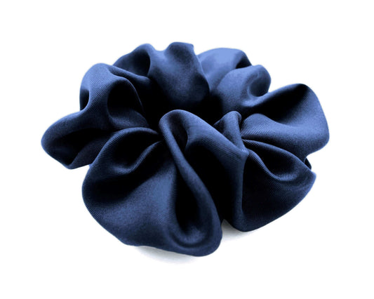 Navy Blue, Silk Twill Scrunchie, Large, 100 % Silk, Sustainable Luxury, Eco-Friendly Fabric
