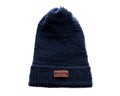 Navy Blue Satin Lined Knit Beanie Wool Mix