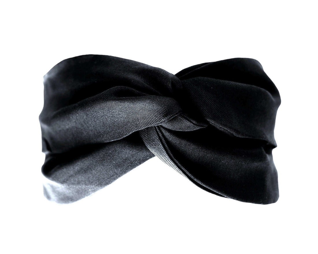 Black, Silk Twill, Turban Headband, 100% Silk, Sustainable Luxury, Twist Headband, Eco-Friendly Fabric