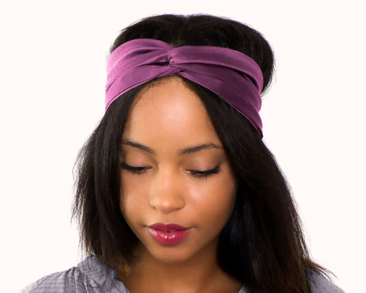 Rose Violet , Silk Twill, Turban Headband, 100% Silk, Sustainable Luxury, Twist Headband, Eco-Friendly Fabric