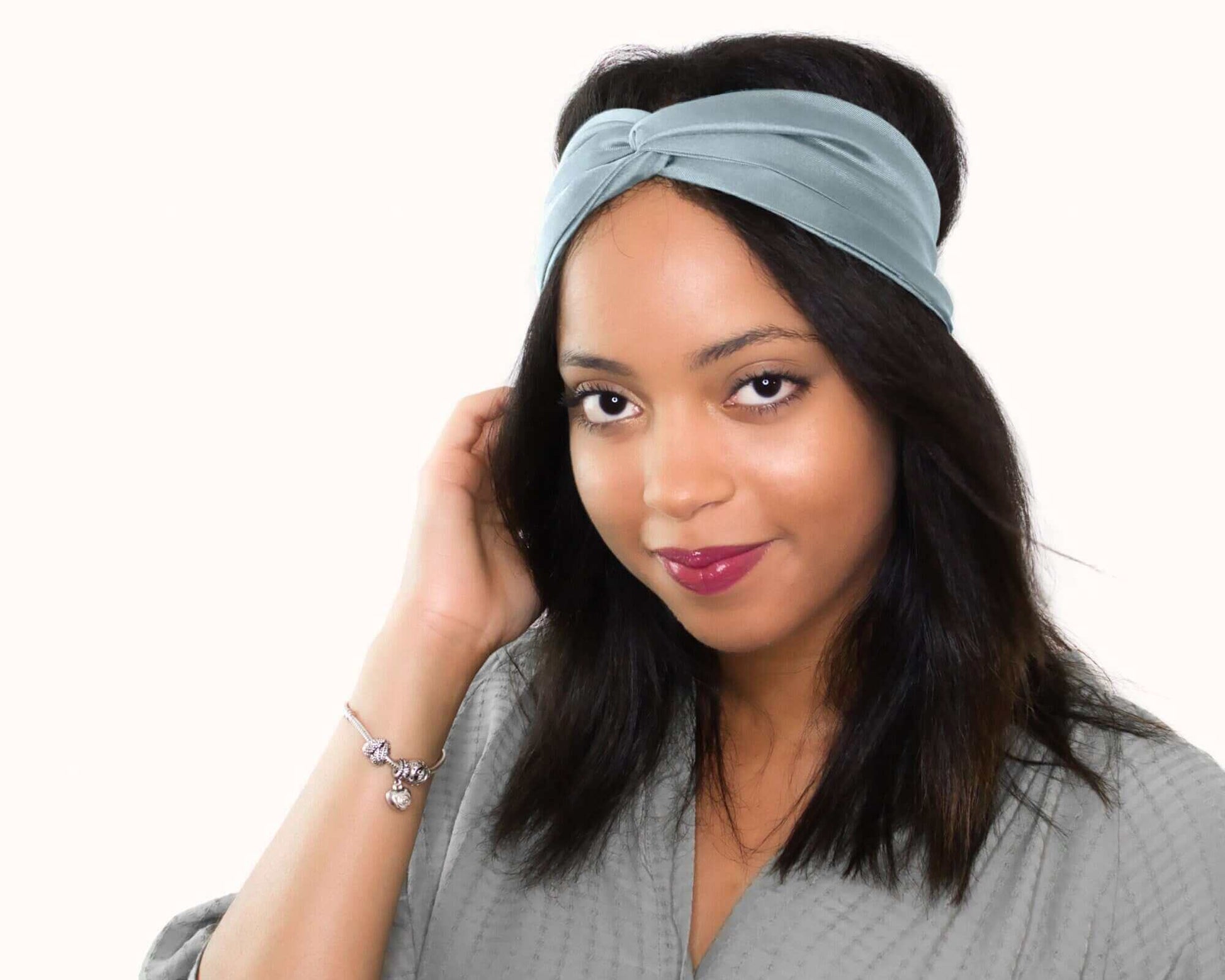 Sky Blue, Silk Twill, Turban Headband, 100% Silk, Sustainable Luxury, Twist Headband, Eco-Friendly Fabric