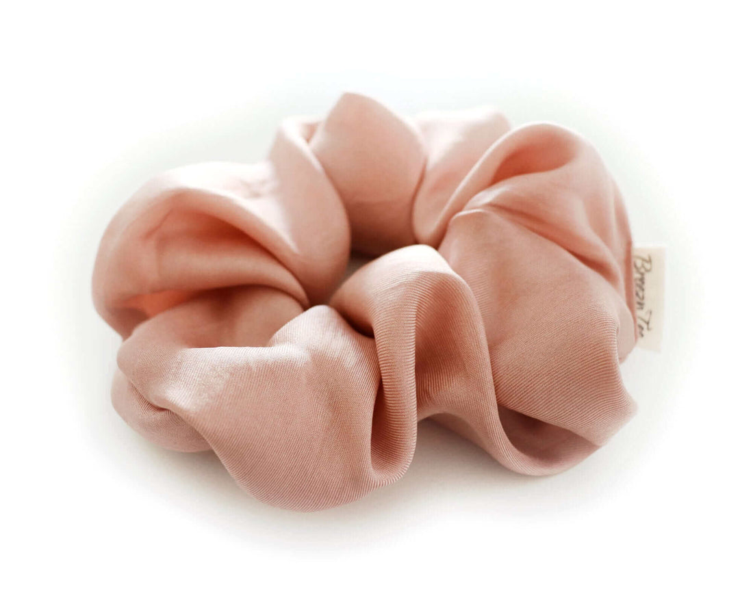 Rose Tan, Silk Twill Scrunchie, Large, 100 % Silk, Sustainable Luxury, Eco-Friendly Fabric